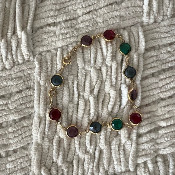 Swarovski Swan Gold Tone Bezel Set Multicolor Crystal Bracelet - Picture 5 of 7